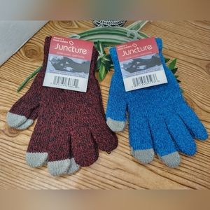 Women's Texting Gloves Red And Blue Set